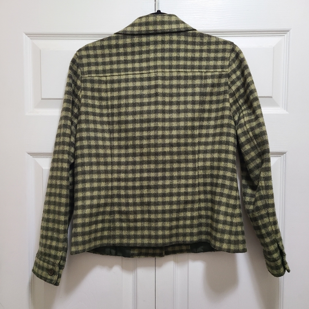 Talbots Flannel Wool blend Check Plaid Women's Jacket Blazer 8 shacket vtg - Picture 10 of 12